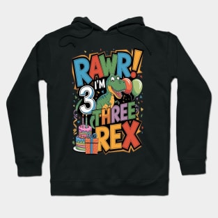 Kids Three Rex Birthday Party Hoodie